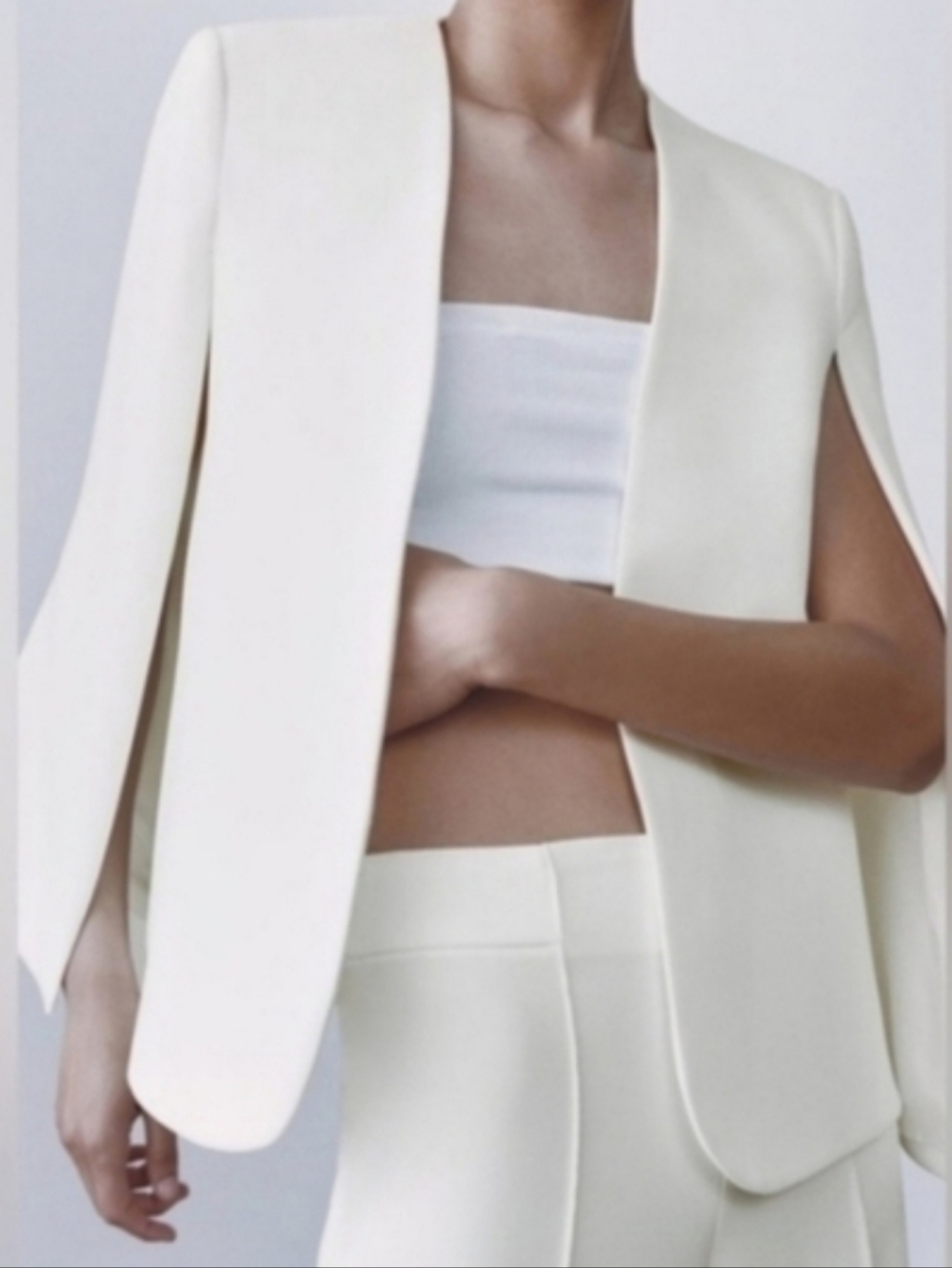 ZARA CAPE BLAZER WHITE SIZE L - Picture 13 of 15